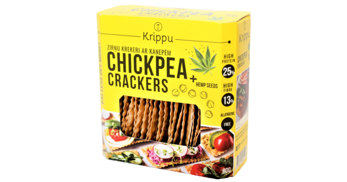 Organic chickpea crackers with hemp seeds