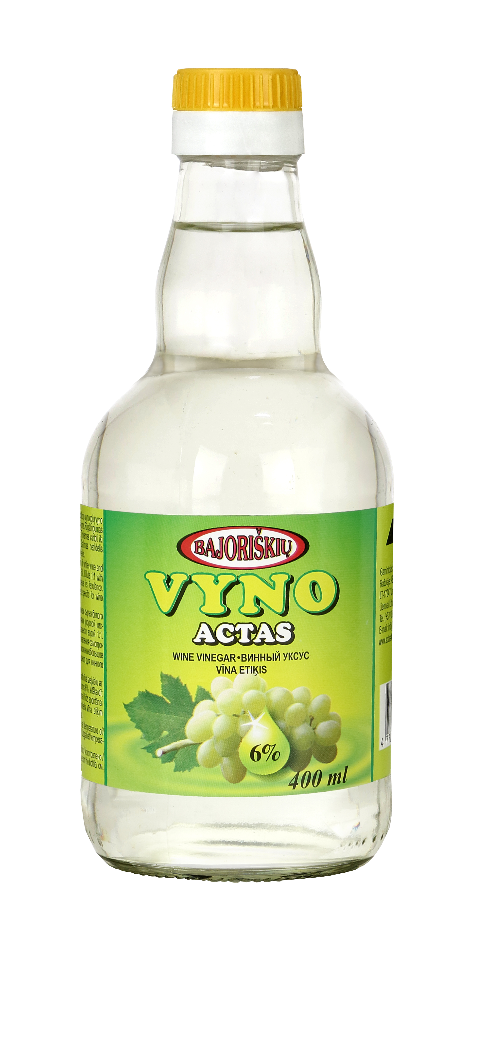 Bajoriškių white wine vinegar, 6%, 400 ml