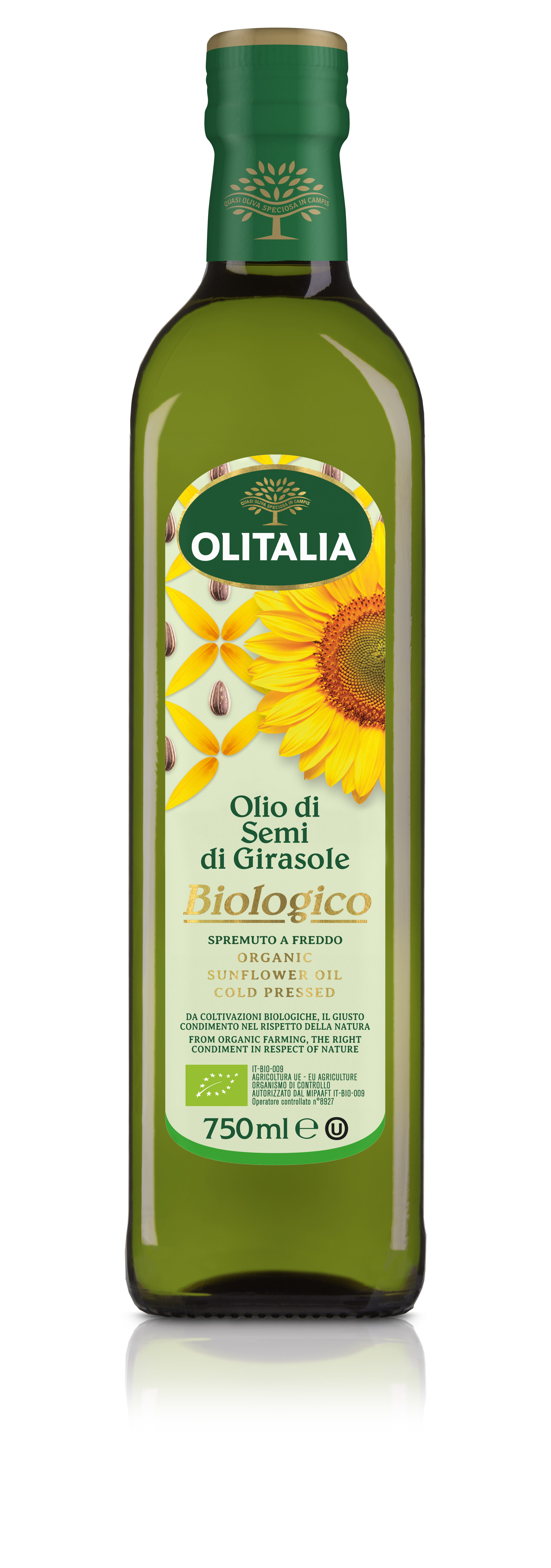 Ekologiškas saulėgrąžų aliejus OLITALIA BIOLOGICO, šalto spaudimo, 750 ml,  LT-EKO-001