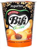Jogurtas BIFI ACTIVE su persikais ir dribsniais, 2 % rieb., 360 g