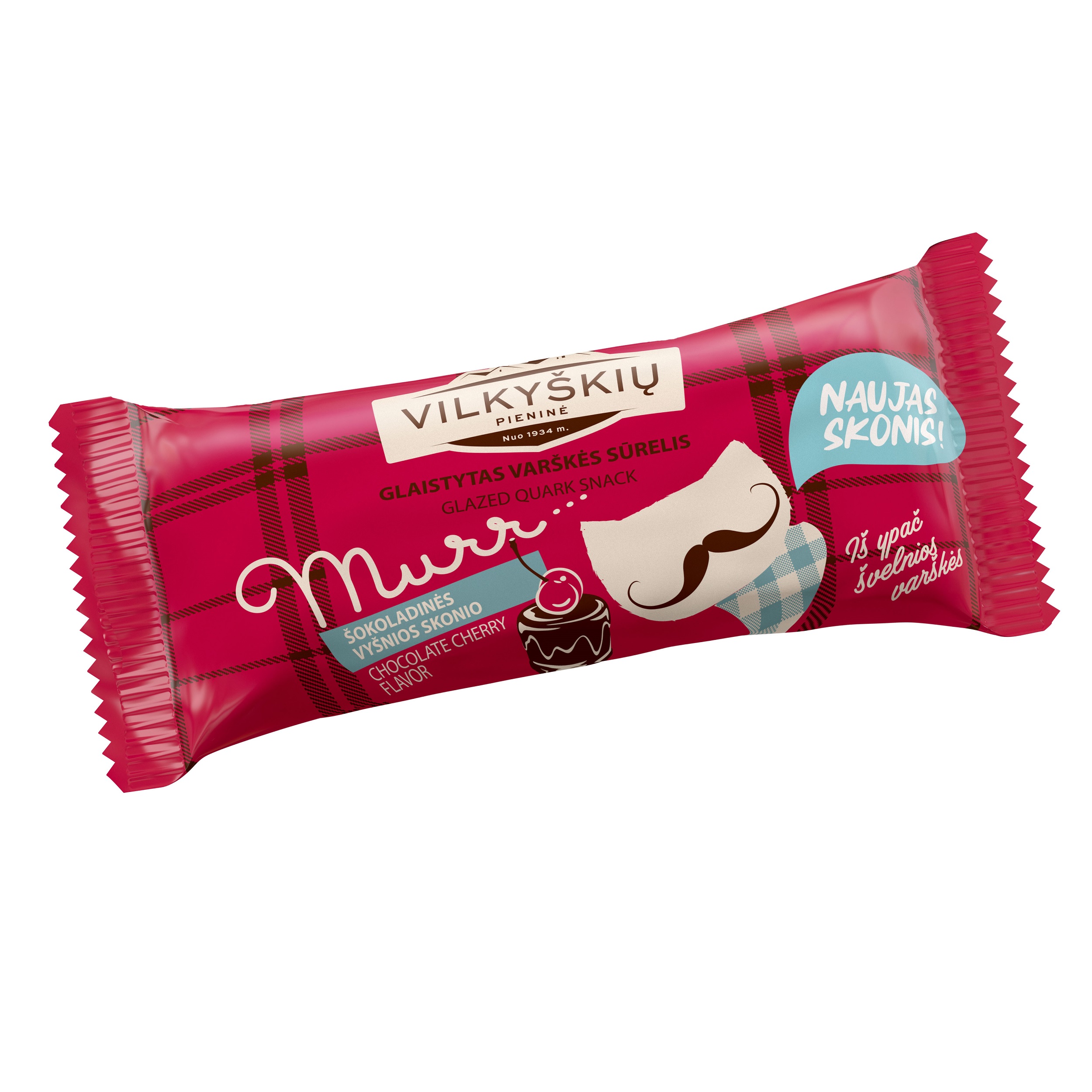 Glaistytas varškės sūrelis MURR, šokoladinės vyšnios skonio, 28,5% rieb., 40g