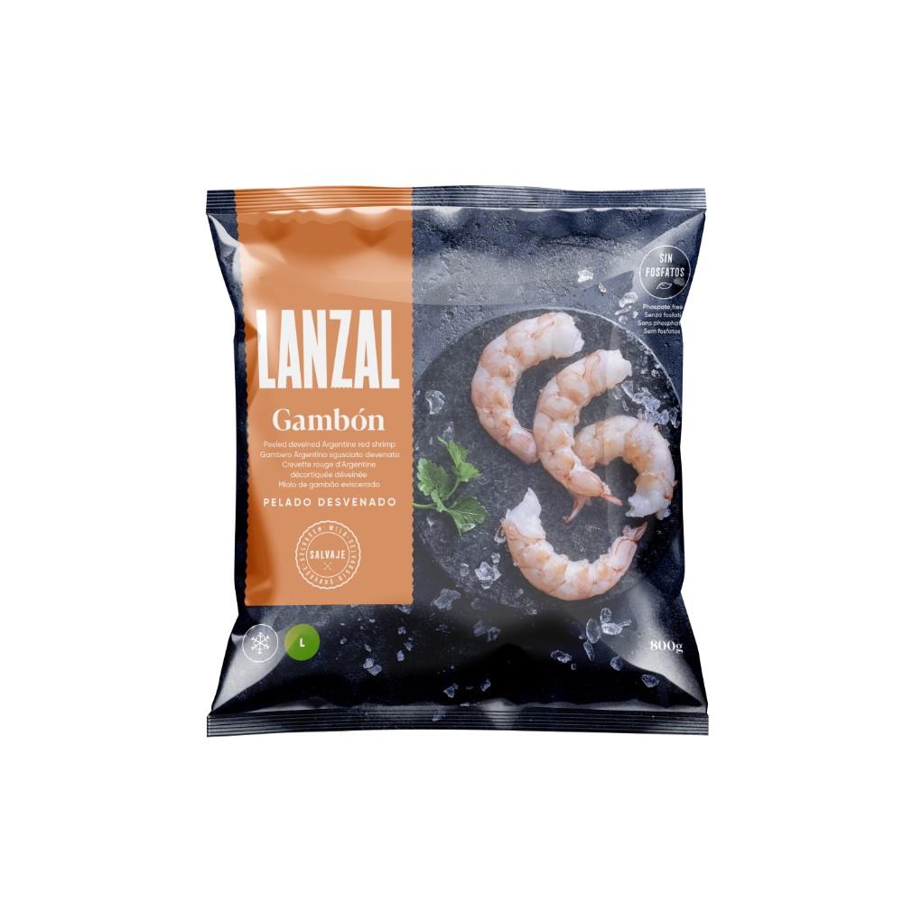 Frozen Argentine shrimps 20/30, peeled cleaned, 20% glaze, 800 g