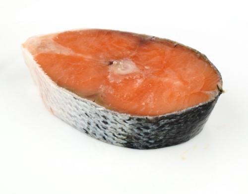 Frozen salmon steaks with bones, skin on, 170 - 250 g (random weight)