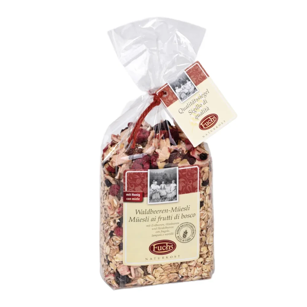 Dribsniai su miško uogomis ir medumi WALDBEEREN-MUESLI