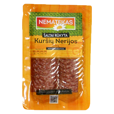 KURŠIŲ NERIJOS šaltai rūkyta, pjaustyta dešra, 90 g