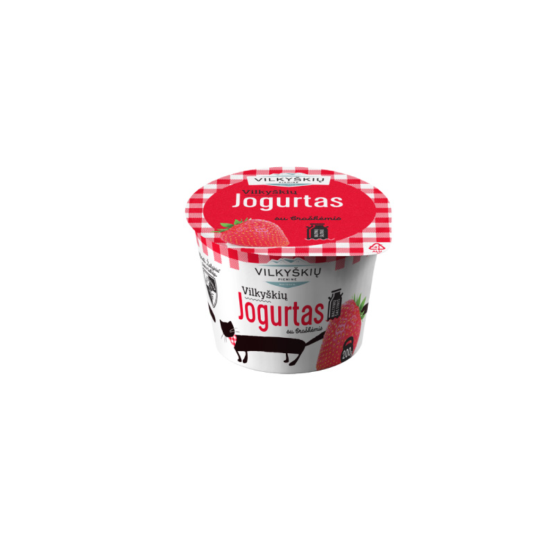 Yogurt VILKYSKIU, with strawberries, 3,6 % fat, 200 g