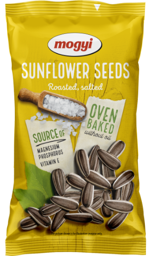 Sunflower seeds 'MOGYI', roasted, salted, yellow colour pack, 60 g