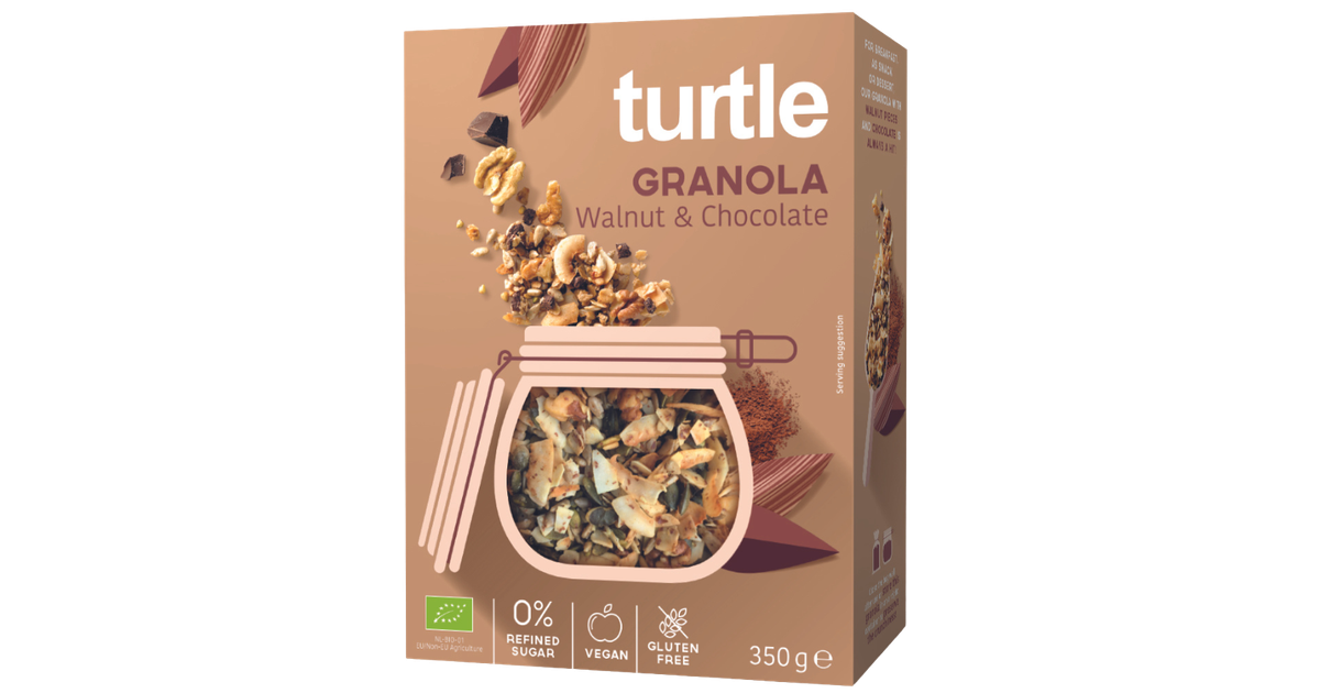 Granola su graikiniais riešutais ir šokoladu, ekologiška