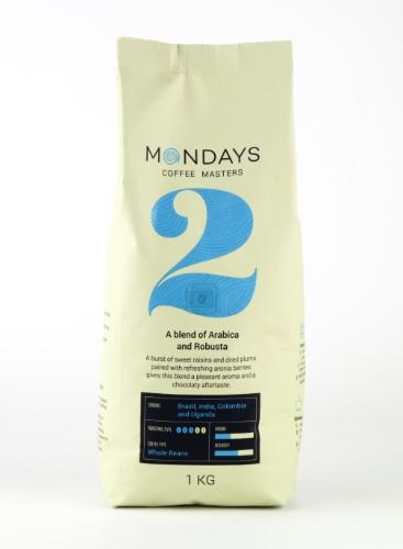 Coffee beans MONDAYS Nr.2, Arabica and Robusta, mild roasted, 1 kg