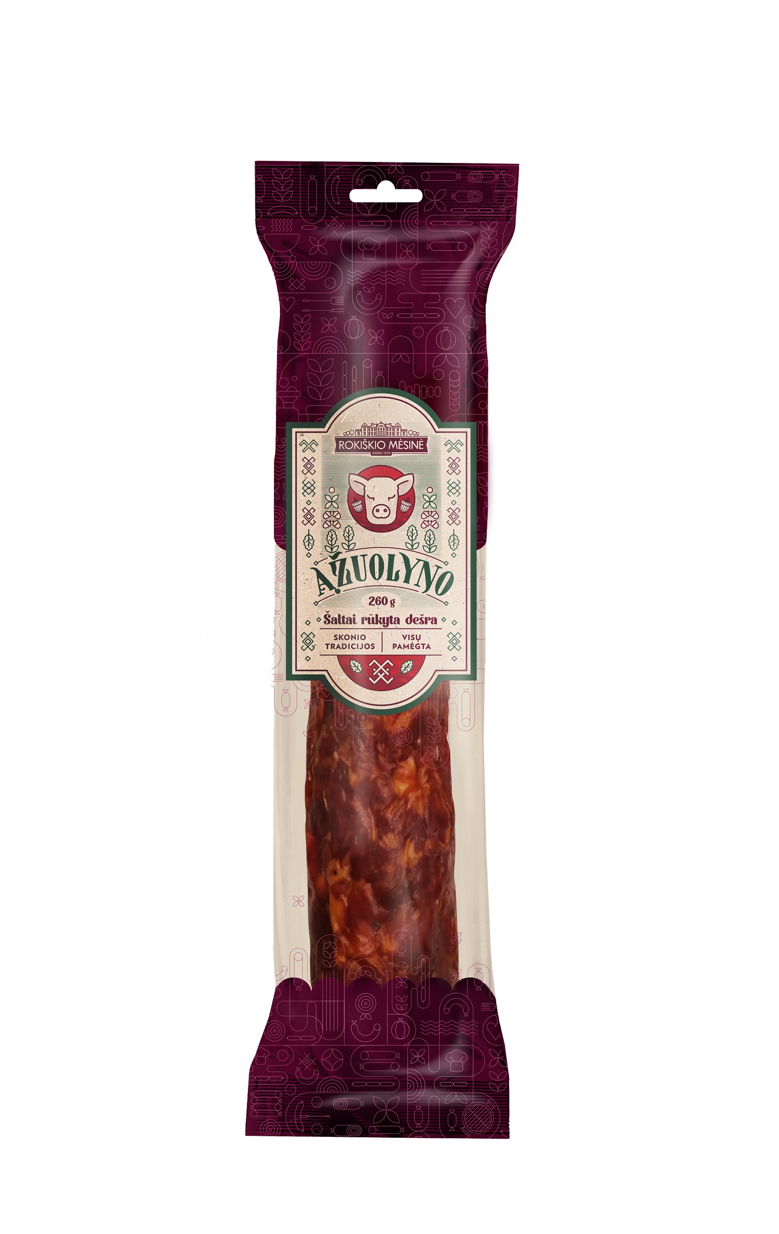 Šaltai rūkyta dešra Ąžuolyno, I r., 260g