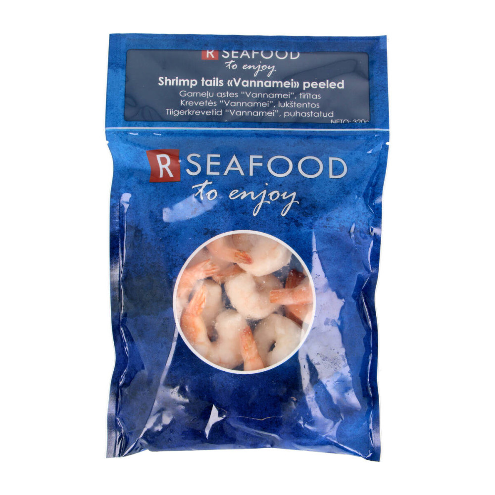 Peeled, cooked, frozen tiger shrimp, without heads