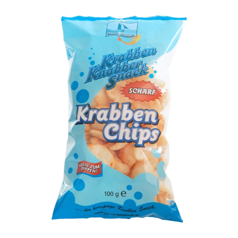 Krevečių traškučiai KRABBEN CHIPS SCHARF, aštrūs