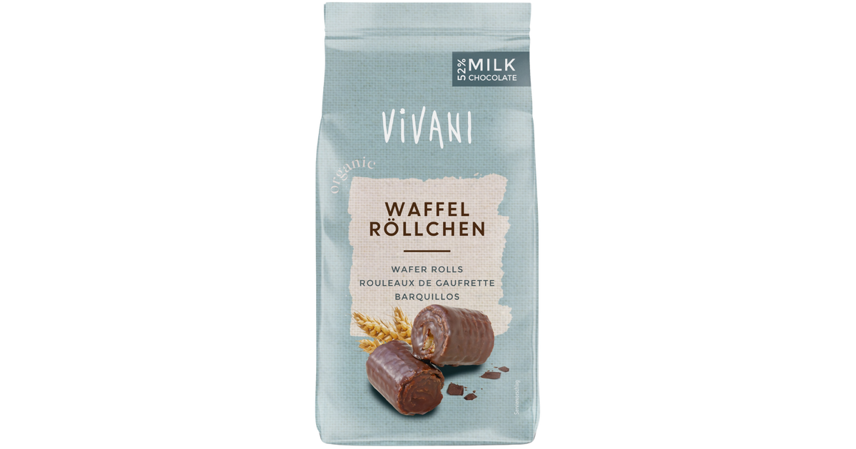 Vaflių suktinukai pieniškame šokolade, ekologiški