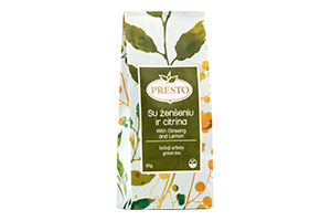 Green tea with ginseng and lemon PRESTO ZIP, 80 g