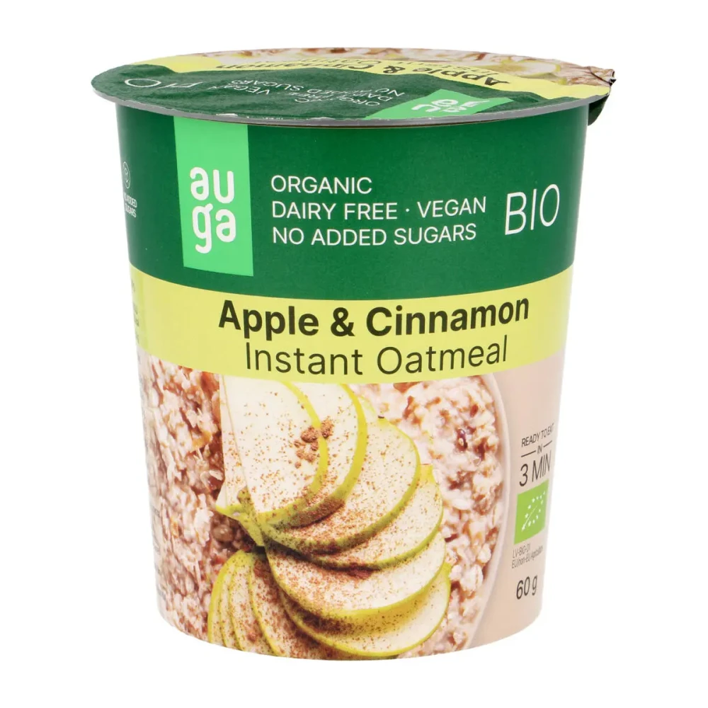 Oatmeal with apples and cinnamon, organic