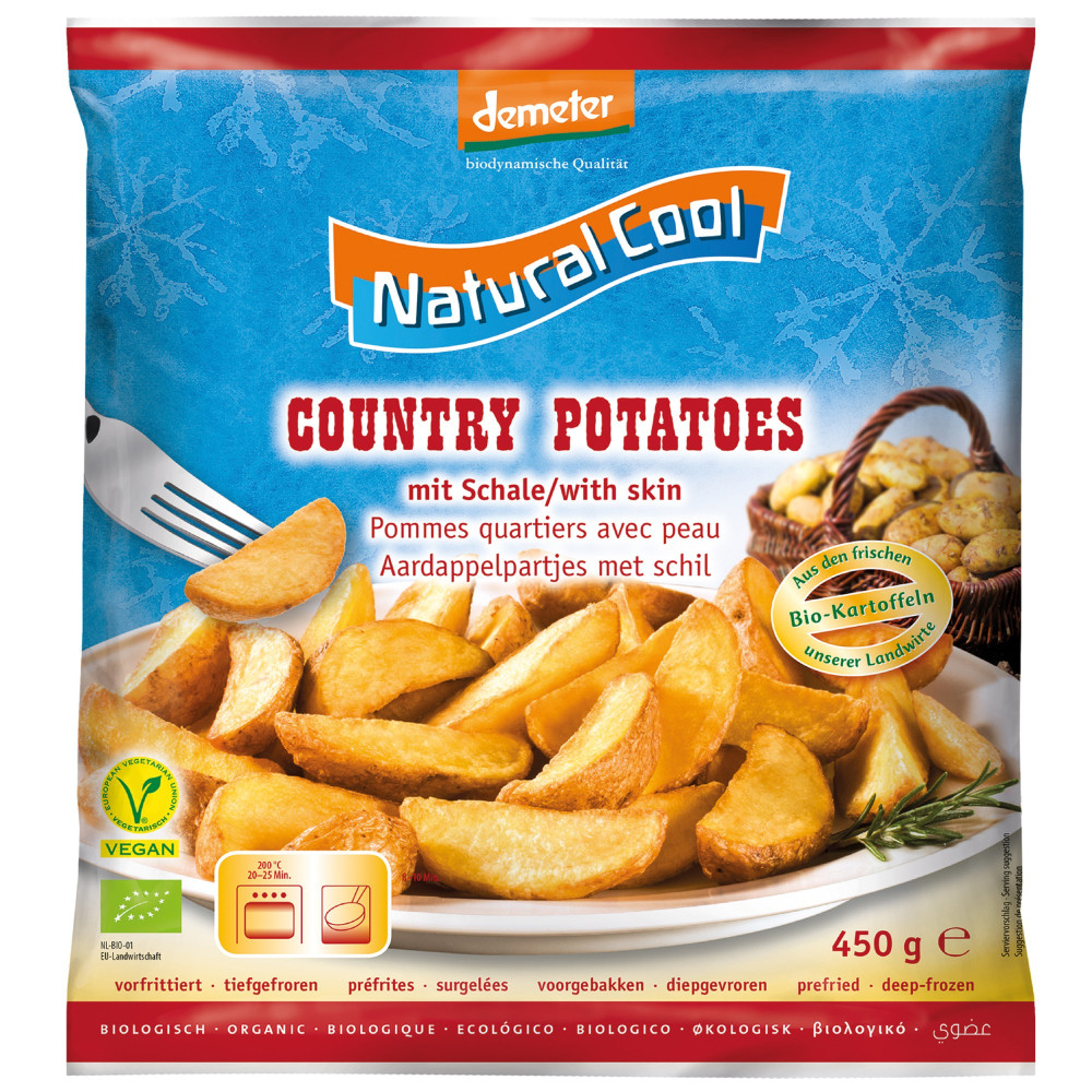 Potato slices, fried, frozen, biodynamic