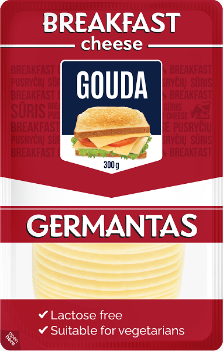 Cheese "Germantas Gouda" 45% fat.s.m. sliced 300g