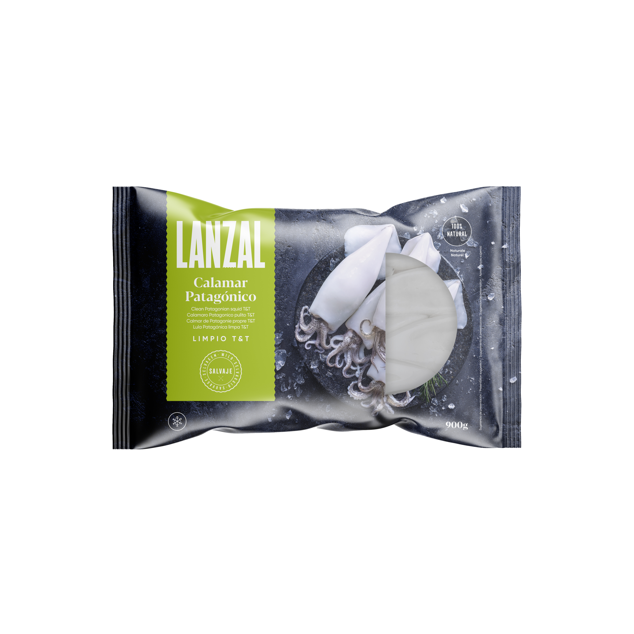 Frozen patagonian squid LANZAL, sliced, with tentacles, 900 g