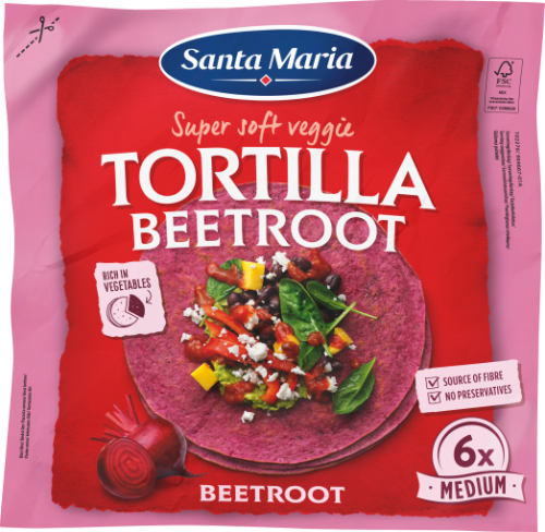 Wheat tortillas SANTA MARIA, with beetroots (6 pcs.), 240 g