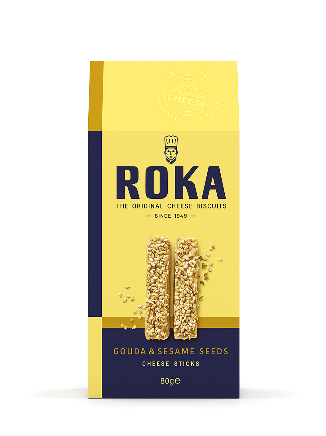 Cheese sticks ROKA Gouda with sesame seeds, 80 g