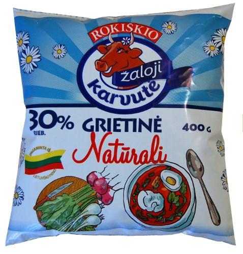 Sour cream ZALOJI KARVUTE, in plastic bag, 30%, 400 g