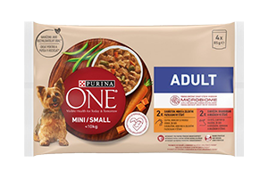 Konservuotas šunų ėdalas su lašiša,ryžiais,morkomis ONE MINI 340g