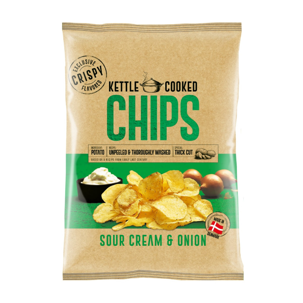 Bulvių traškučiai su grietine ir svogūnais KETTLE COOKED
