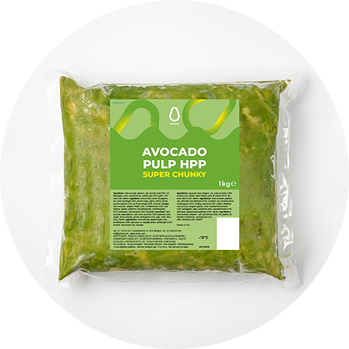 Frozen IQF super chunky Avocado Pulp HPP, 1 kg