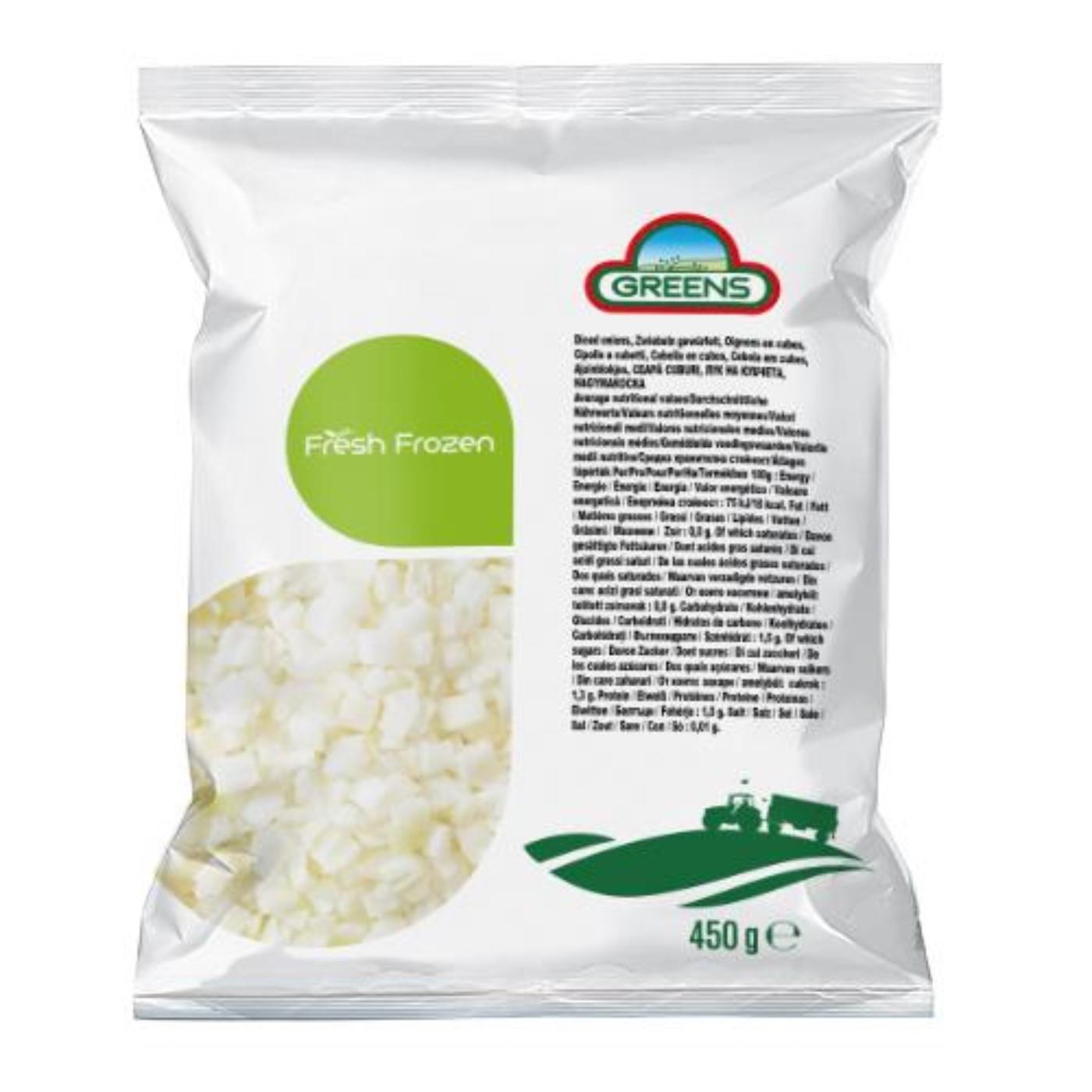 Frozen IQF diced onions GREENS, 450 g