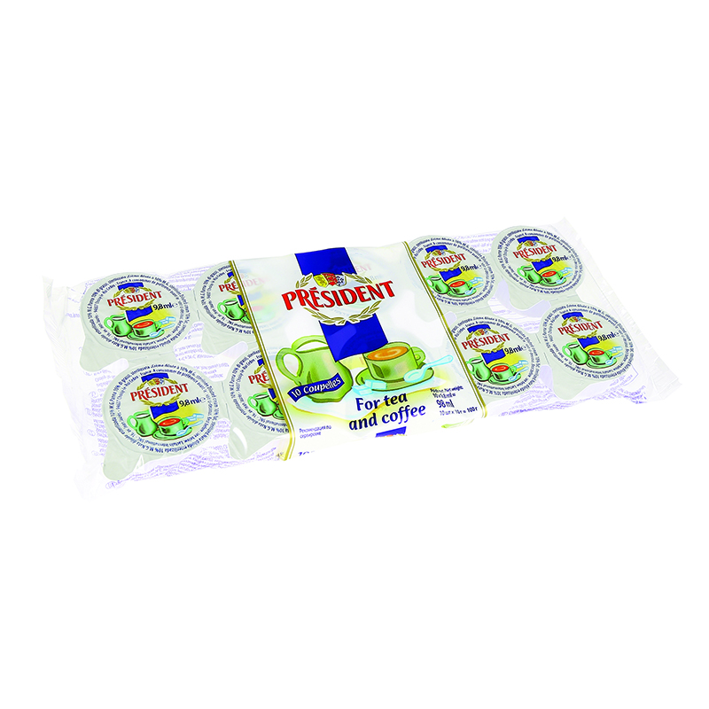 Coffee cream PRESIDENT, 10 %, 10 x 9,8 g
