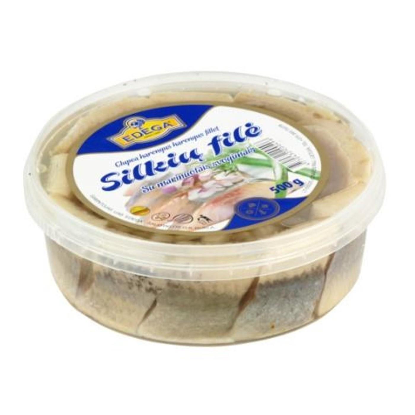 Mildly soused pieces of herring fillet with pickled onions, 0,5 kg