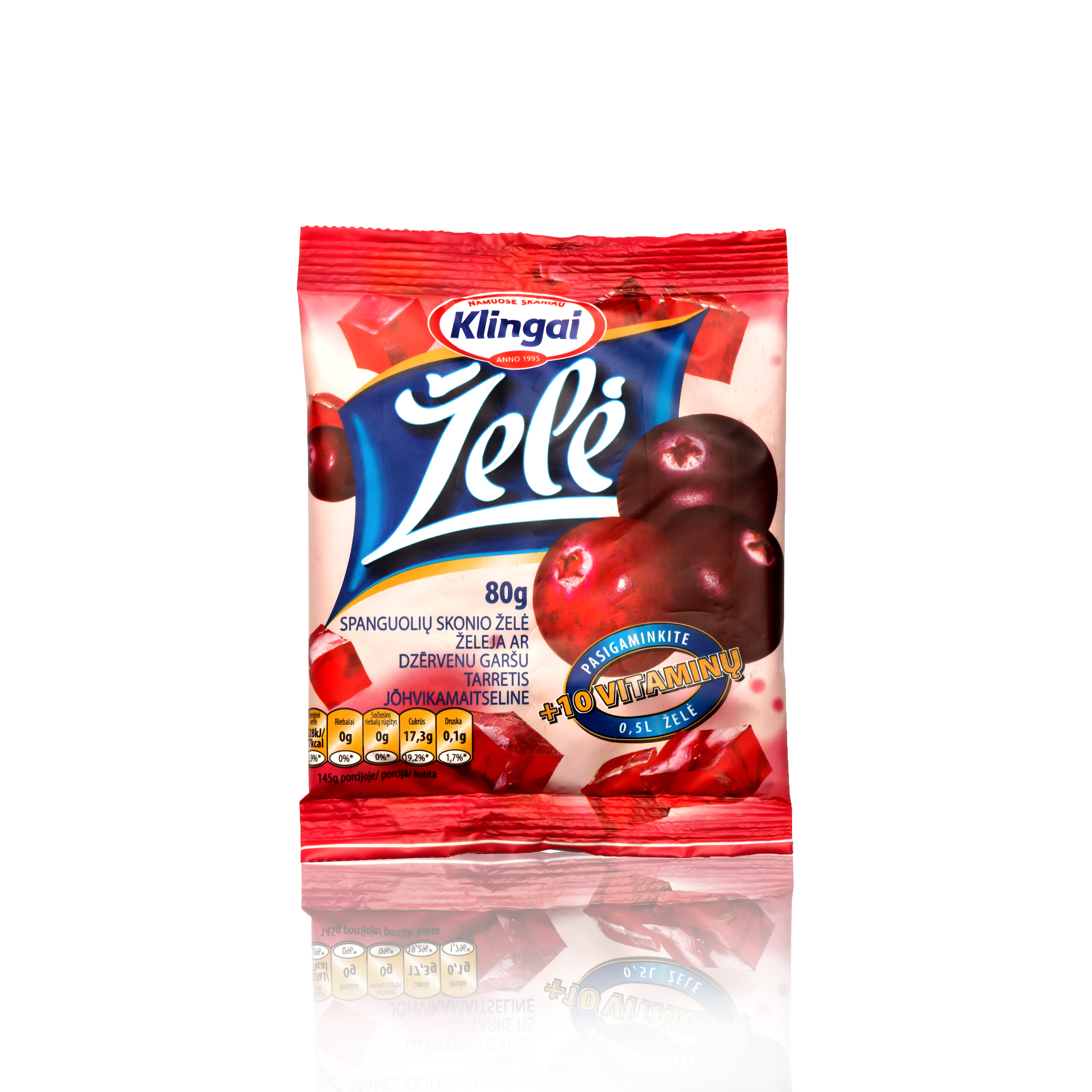 Jelly KLINGAI, cranberry flavour, 80 g