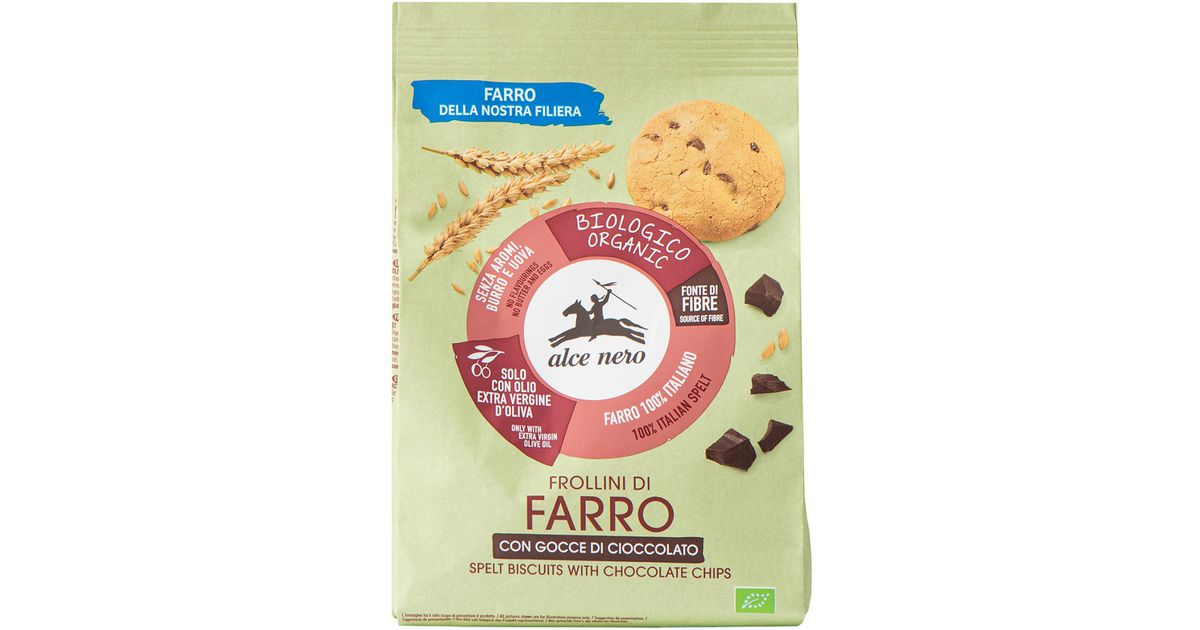 Speltų sausainiai su šokolado gabaliukais, ekologiški