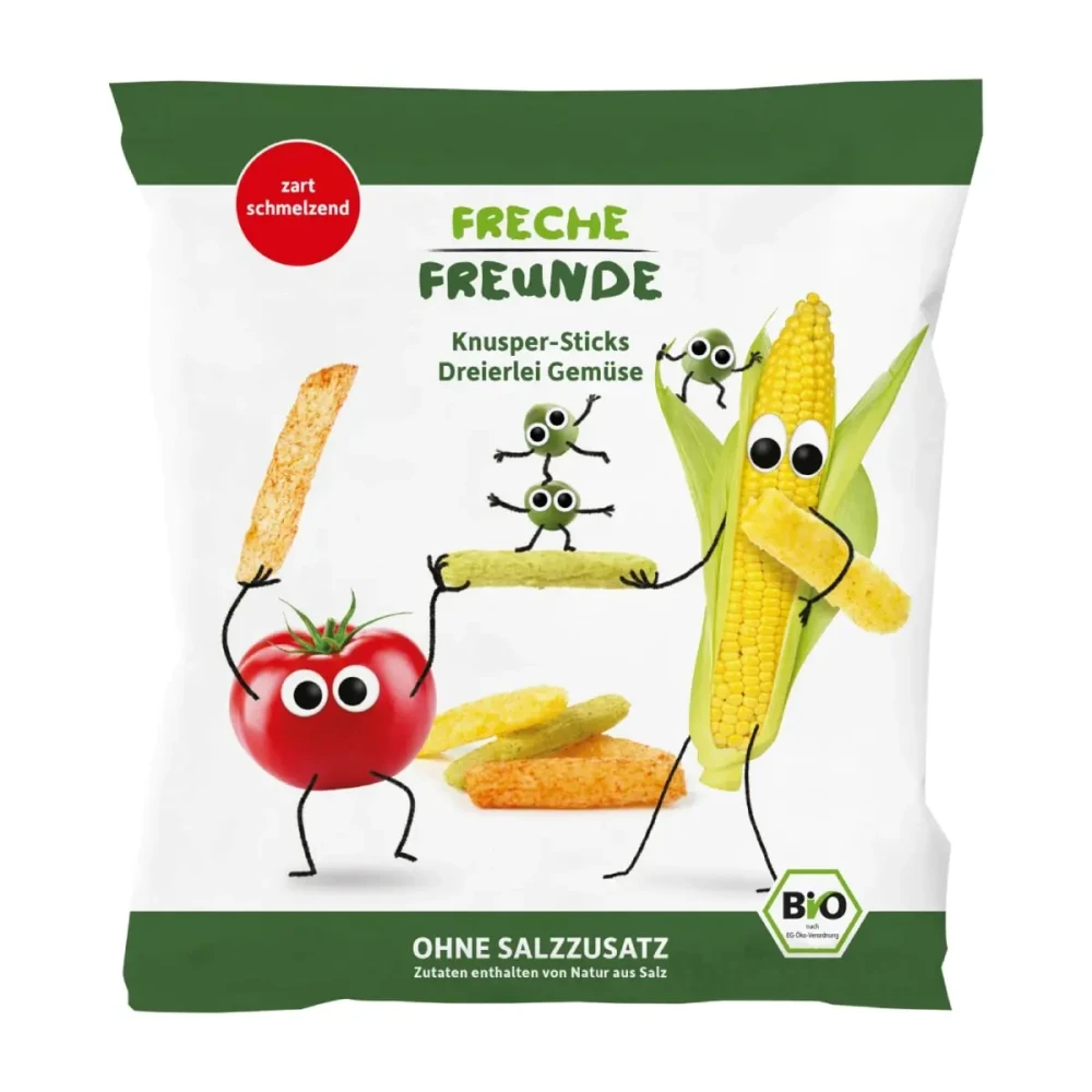 Corn puffs with peas and tomatoes, from 12 months, organic