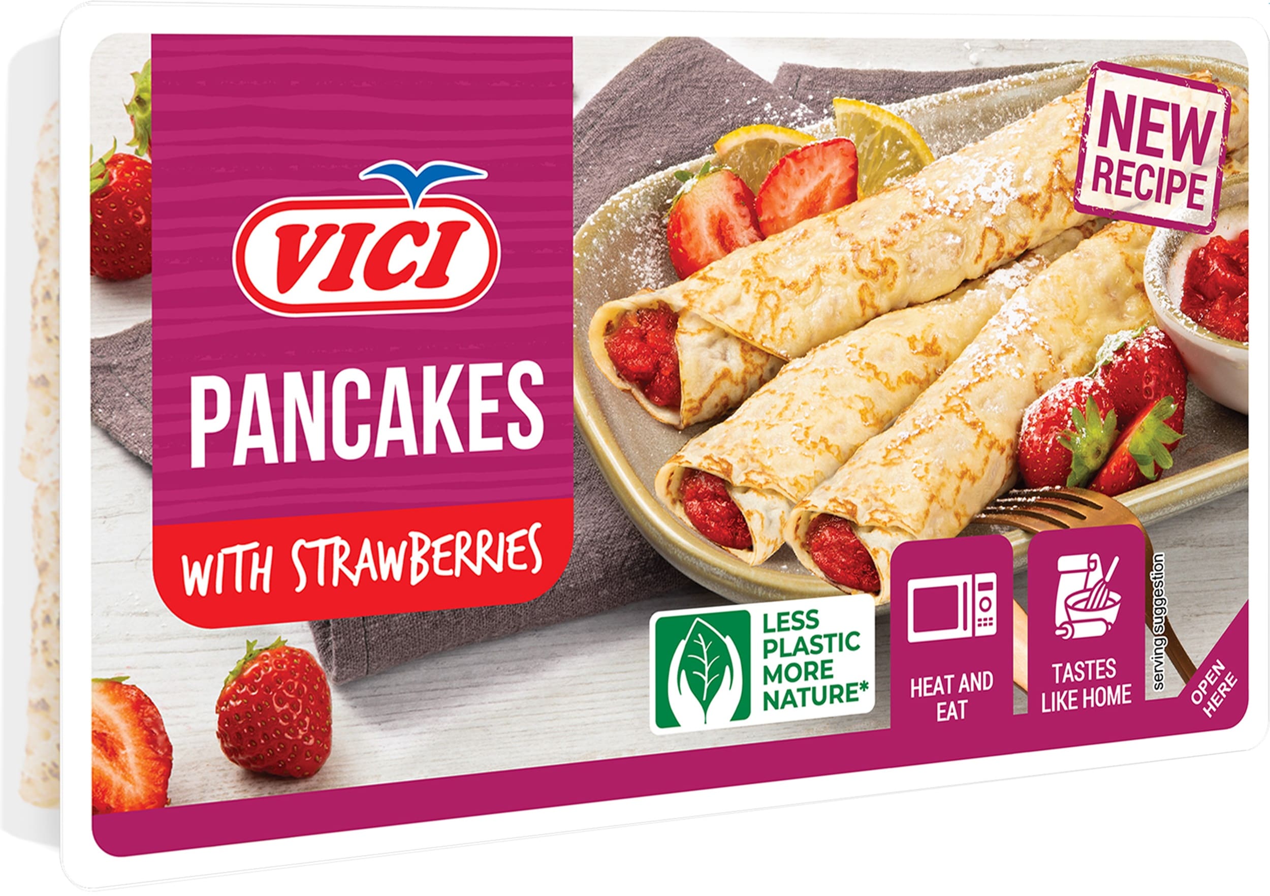 Frozen pancakes VIČI, with strawberry filling, 280g