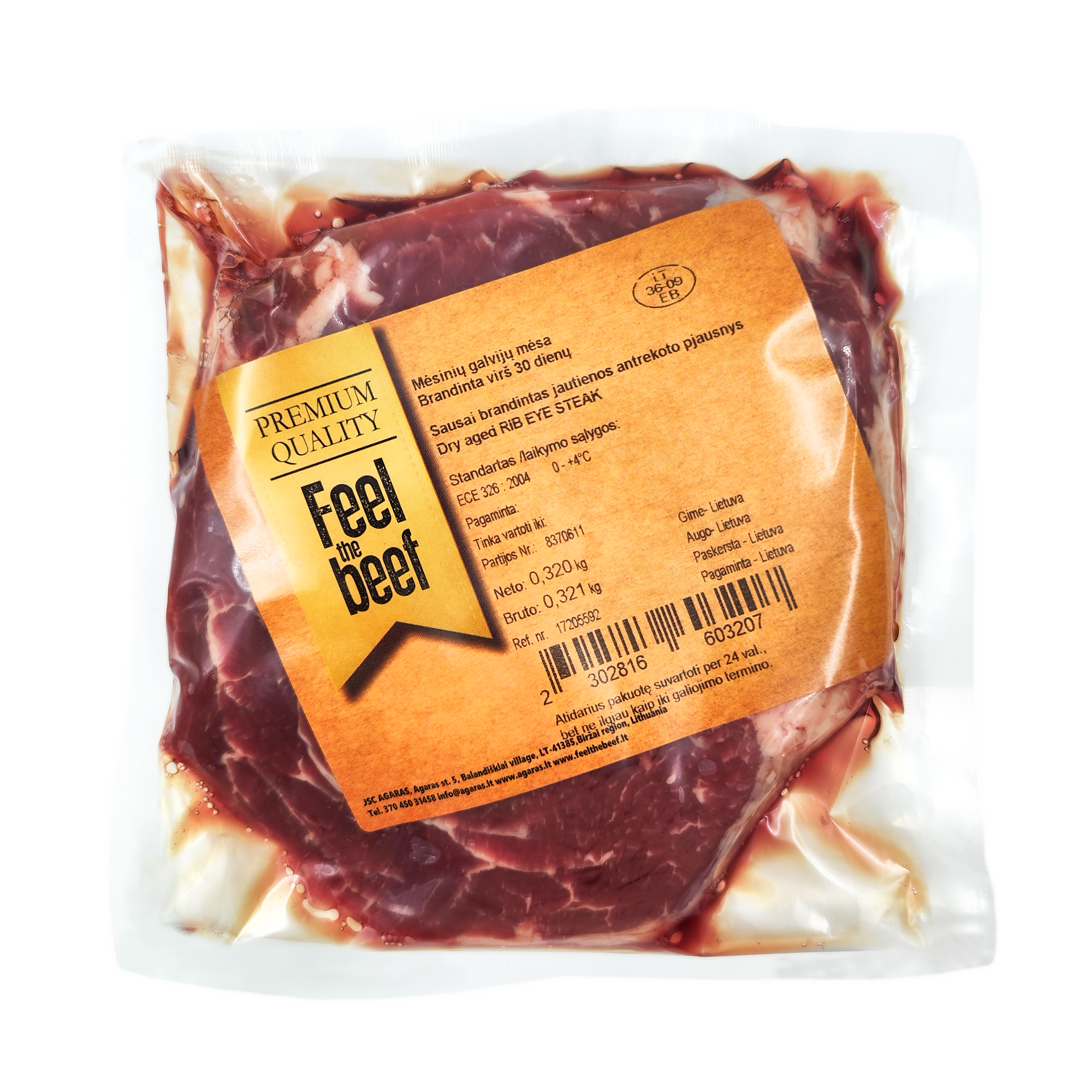 Dry matured beef steak entrecotal round, ~300 g