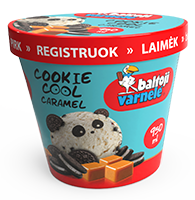 Vanilinis plombyras BALTOJI VARNELĖ su karamele ir sausainiais, 950 ml