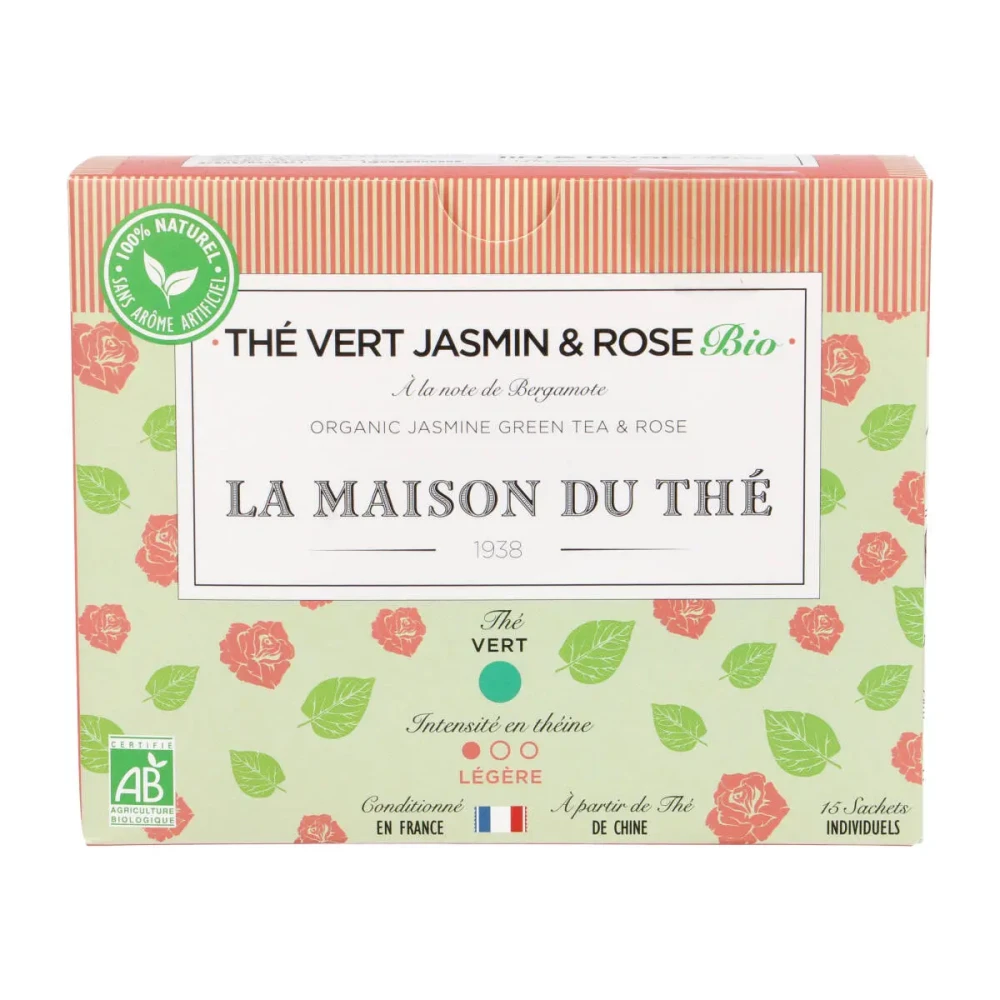 Žalioji arbata JAZMINAI IR ROŽĖS, ekologiška, 15 pak.