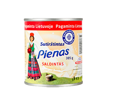 Saldintas sutirštintas pienas LIETUVAITĖ, 8 % rieb., 385 g