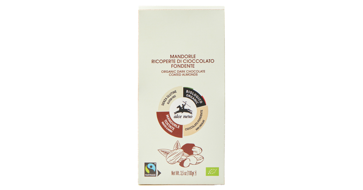 Migdolai juodajame šokolade, ekologiški