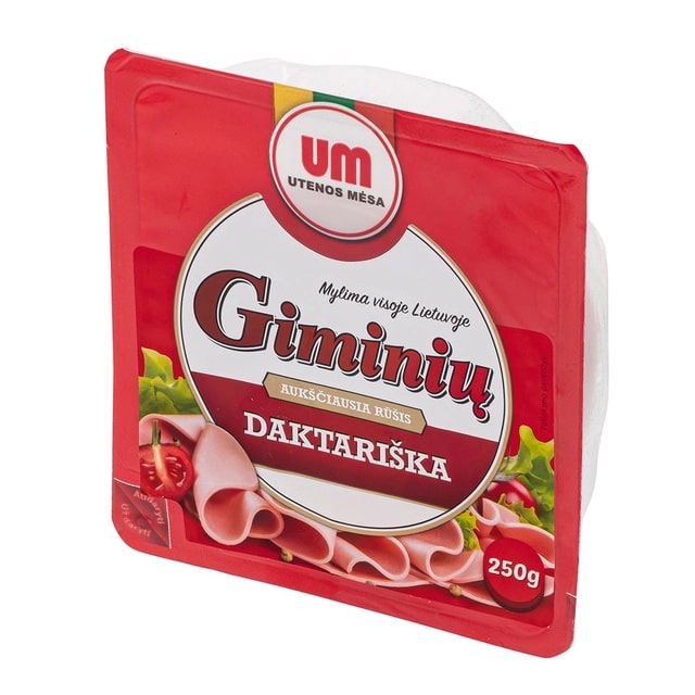 Boiled sausage GIMINIŲ, sliced, 250 g