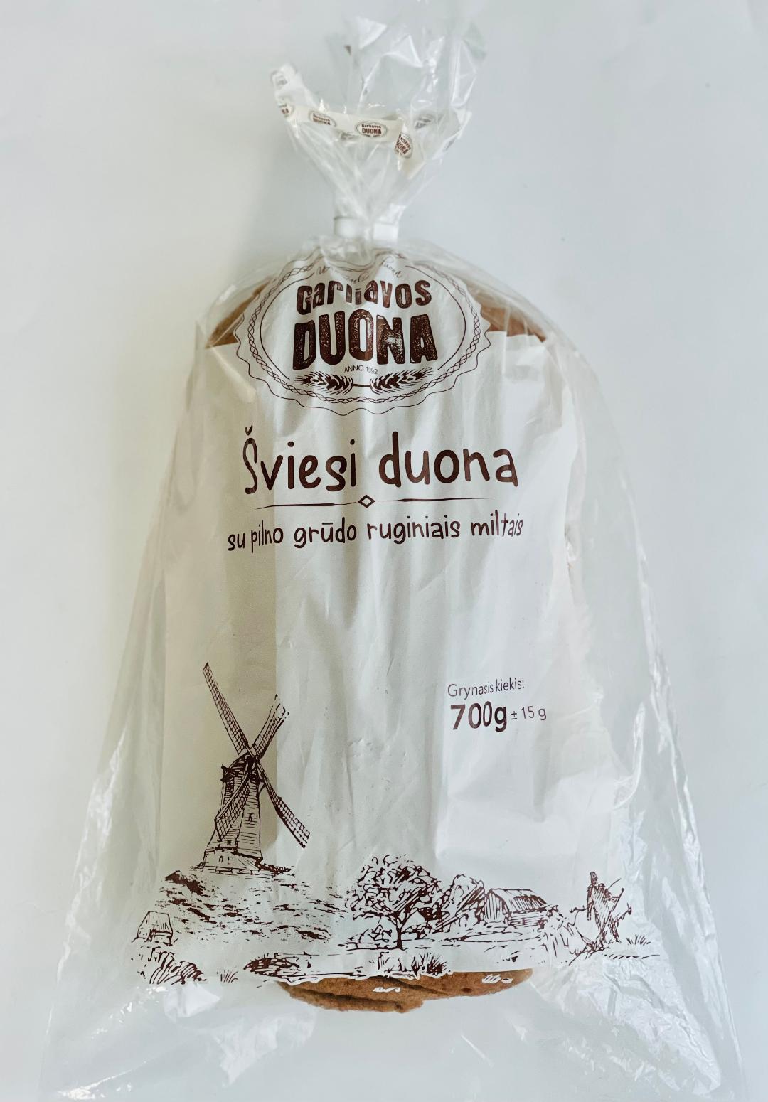 Duona šviesi su pilno grūdo ruginiais miltais, raikyta, 700g(M)