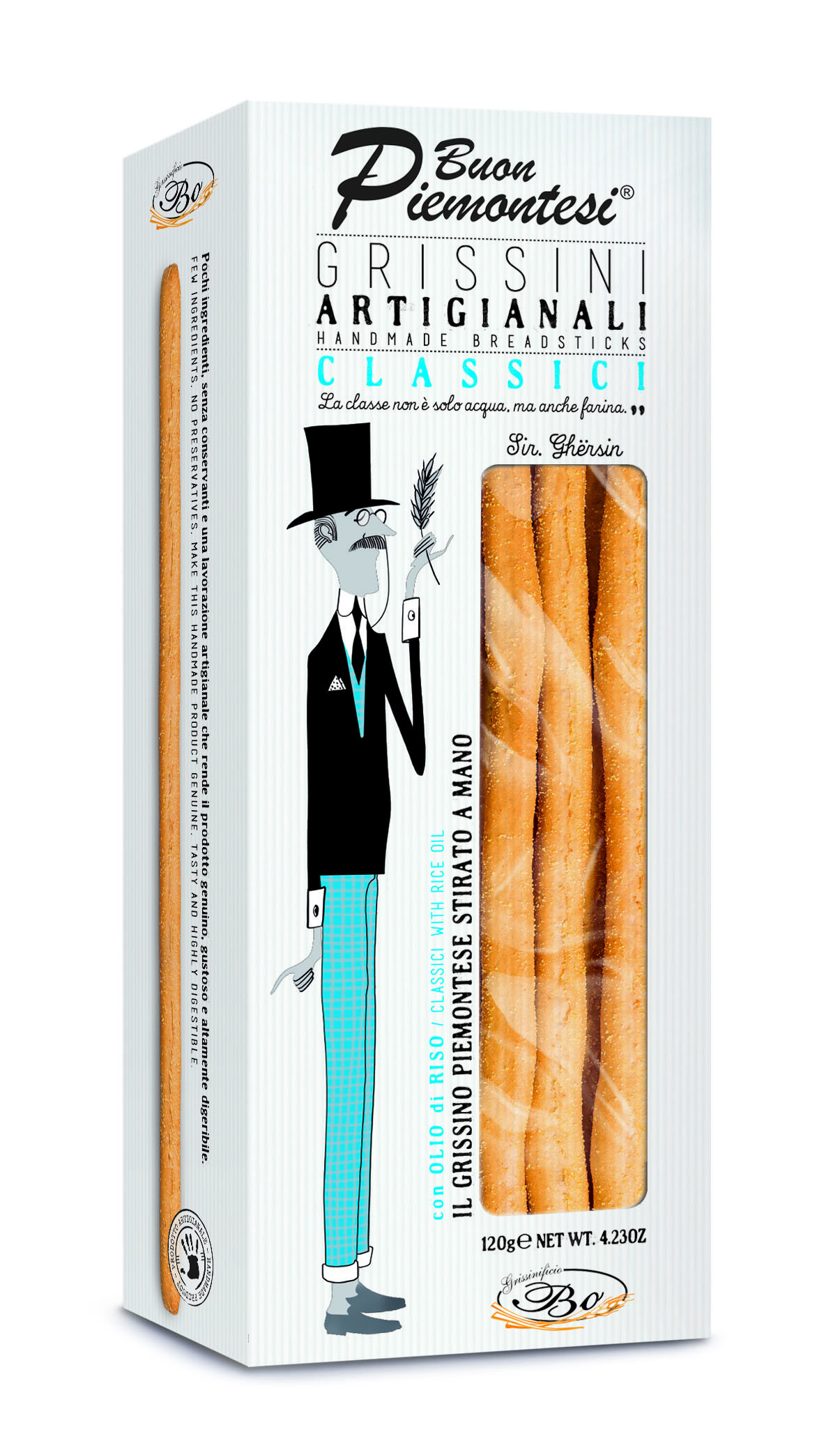 Breadsticks BUON PIEMONTESI Classici, with rice oil, 120 g