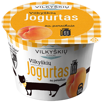 VILKYŠKIŲ jogurtas su persikais, 3,5 % rieb., 200 g