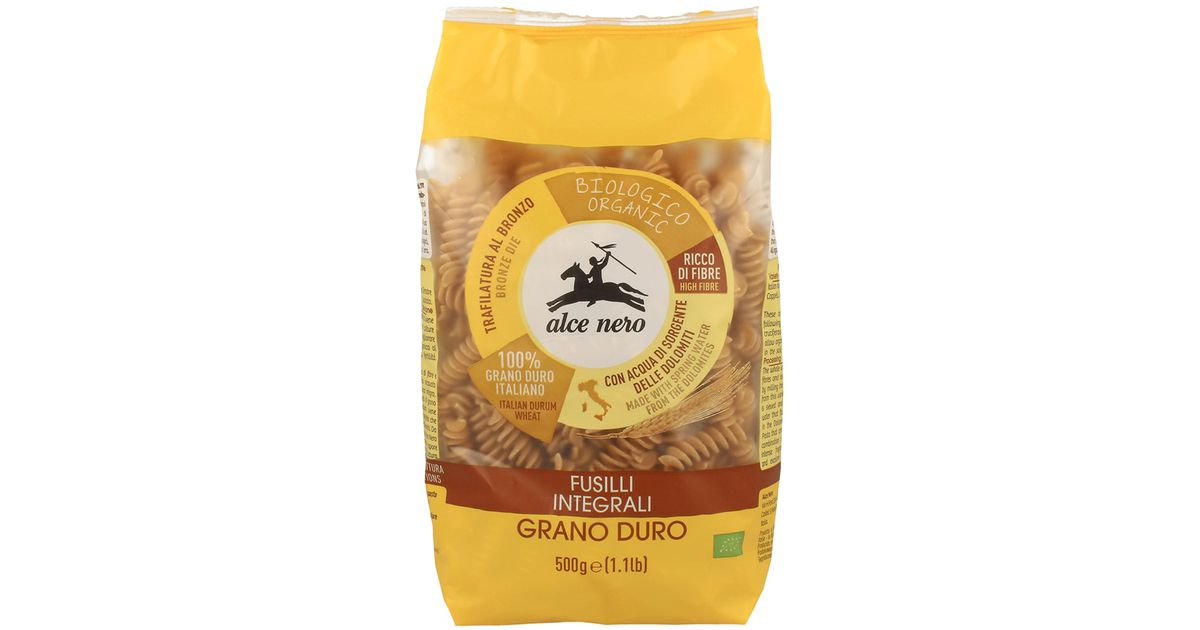 Pilno grūdo kviečių makaronai FUSILLI, ekologiški