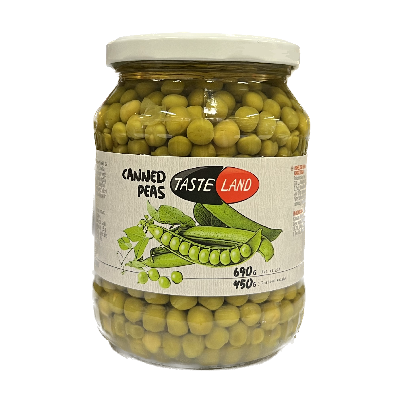 Canned peas TASTE LAND, 660g/445g