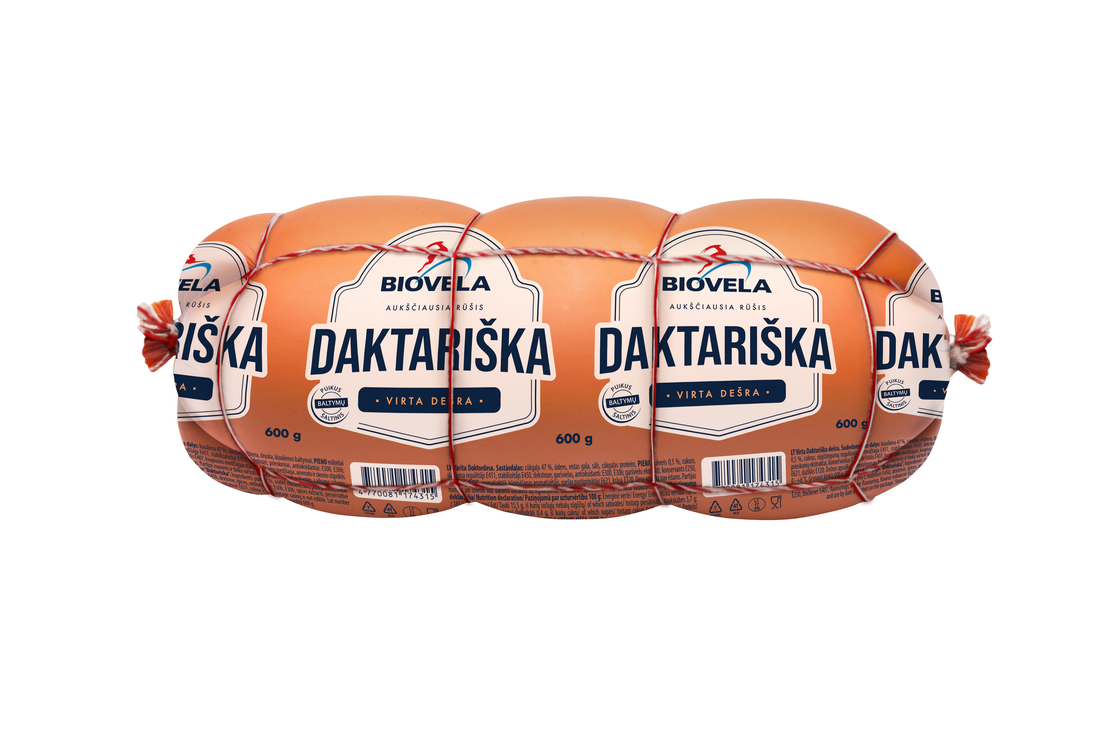 Boiled sausage  DAKTARIŠKA, extra class, 600 g