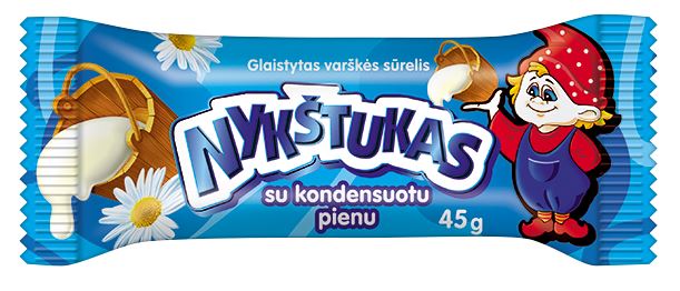 Glaistytas varškės sūrelis NYKŠTUKAS, su kondensuotu pienu, 21%, 45 g