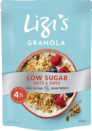 Granola su riešutais ir sėklomis, mažai cukrų