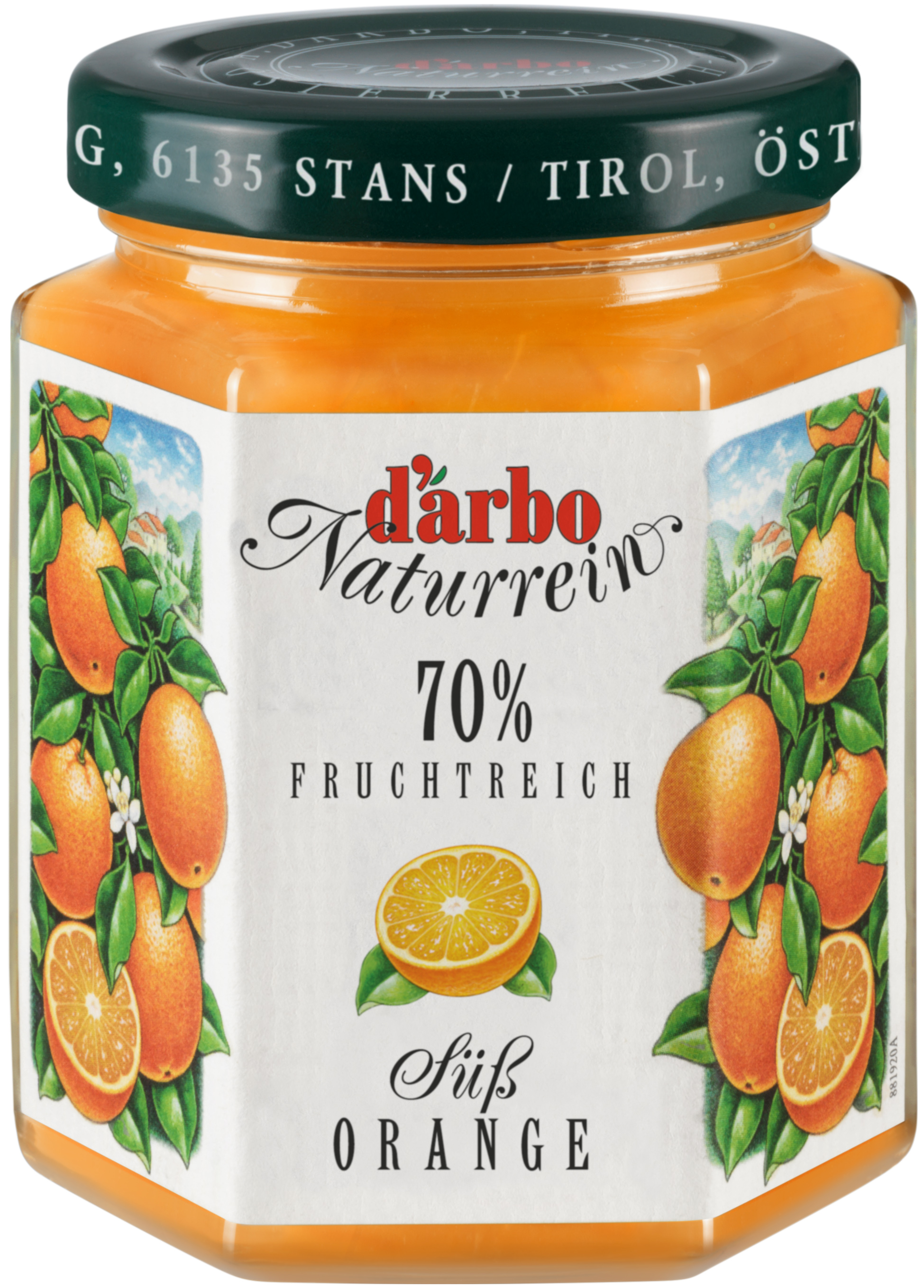 Orange spread D'ARBO, 70%, 200 g